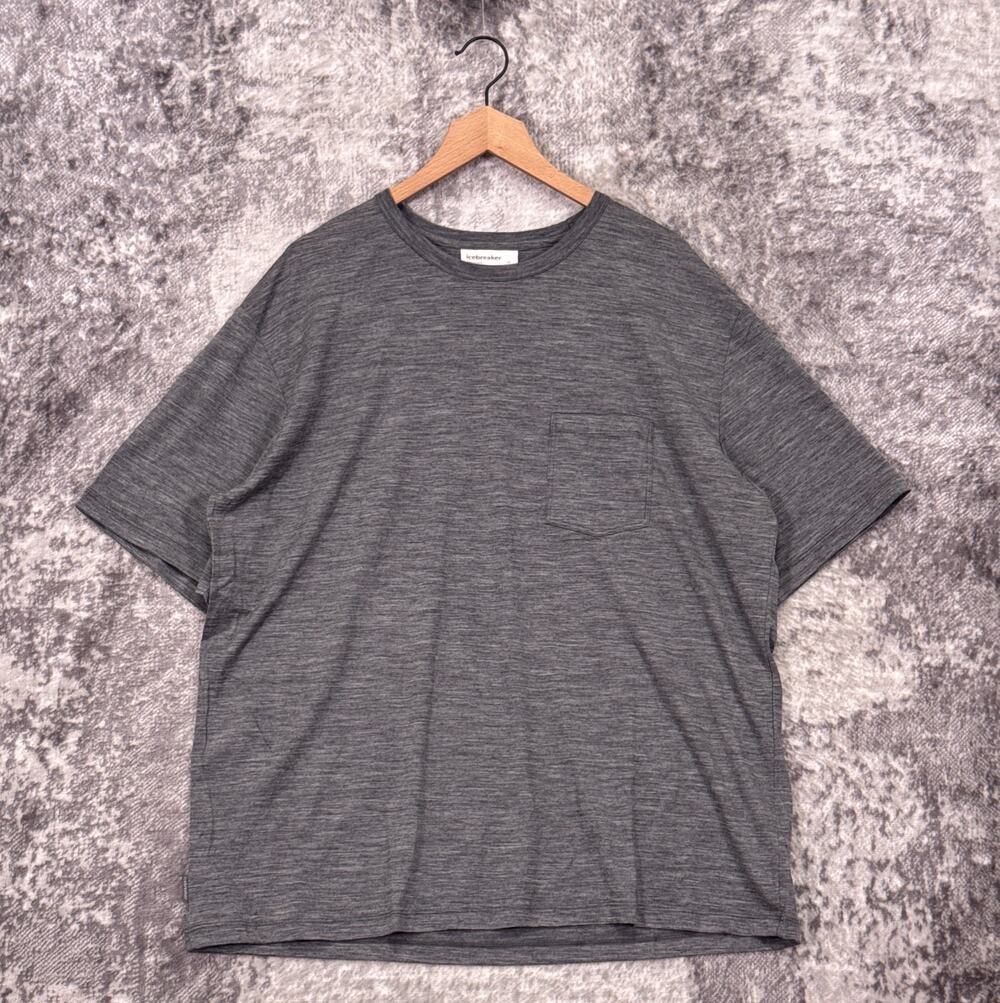 New Icebreaker Shirt XL Mens Granary Short Sleeve Single Pocket Tee 100% Wool